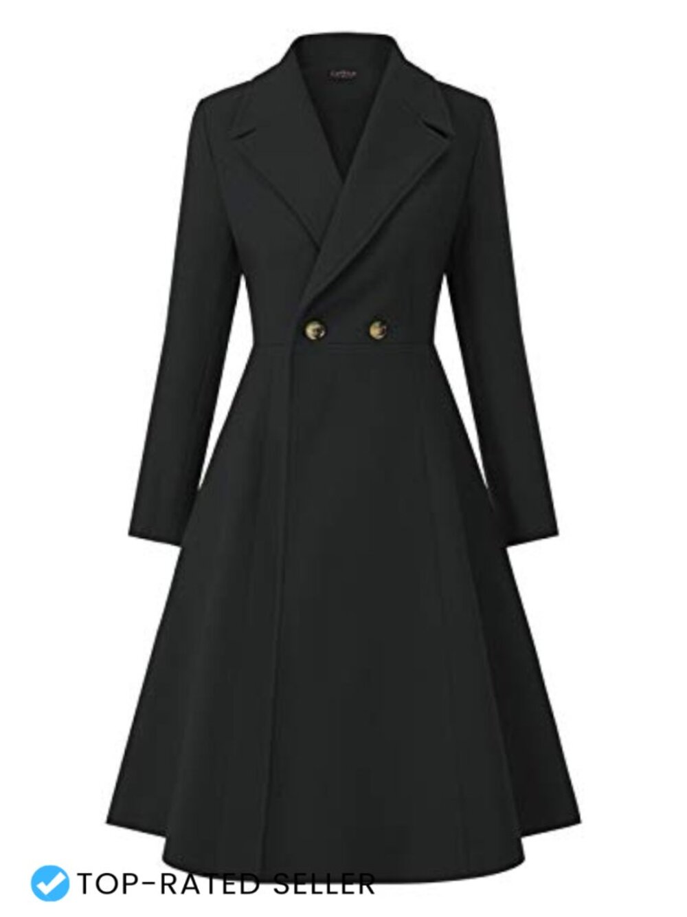 Women's Pea Coat Double Breasted A-Line Long Trench Winter Dress Coat Pockets